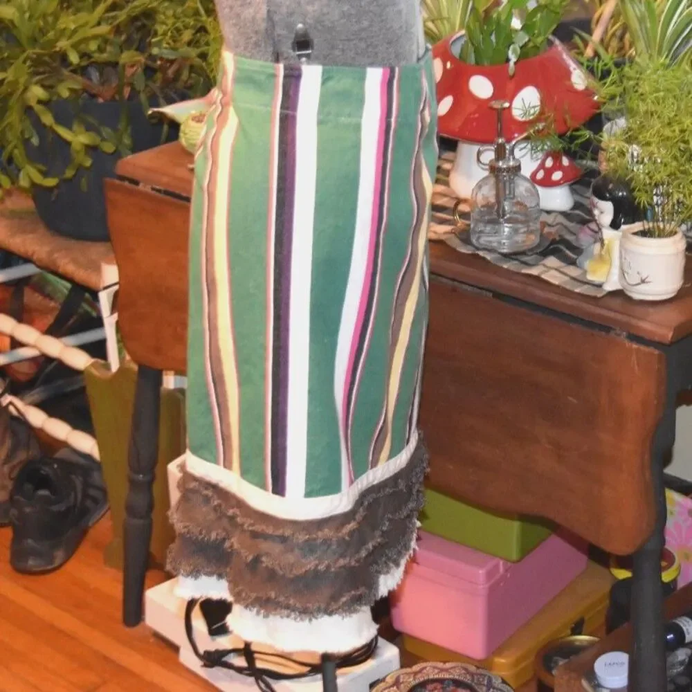 Neesh by DAR XL Serape Stripe Skirt Southwestern Boho Lace Trim RN112473